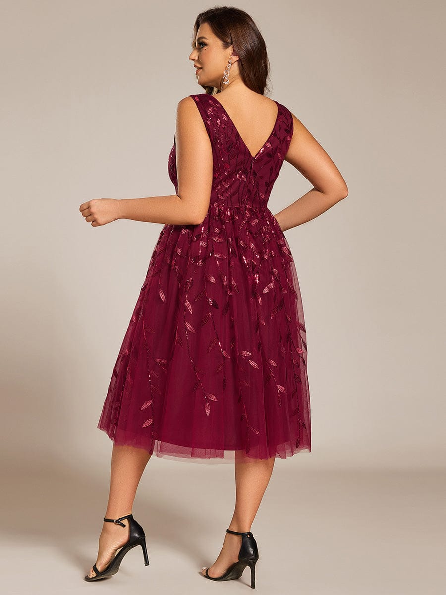 pretty ROUX|Plus Size Sleeveless Sequin A-Line Midi Wedding Guest Dress（Final Sale）