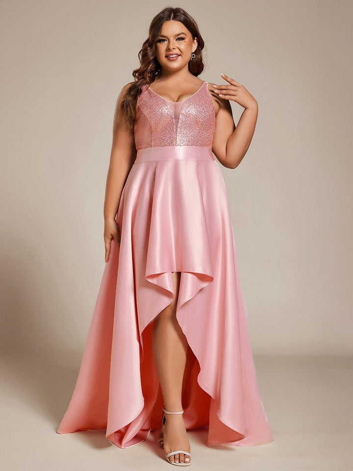pretty ALYNA|Sparkly Plus Size Prom Dresses for Women with Irregular Hem (Final Sale)