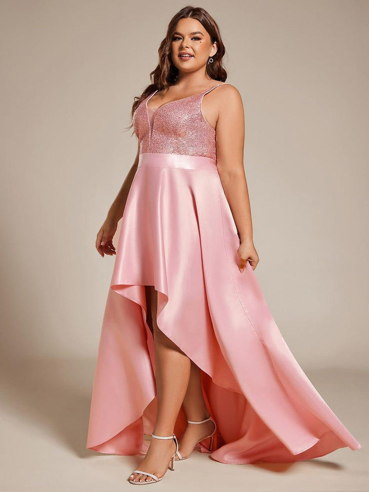 pretty ALYNA|Sparkly Plus Size Prom Dresses for Women with Irregular Hem (Final Sale)
