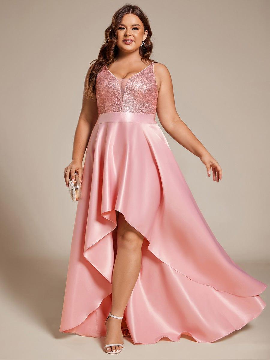 pretty ALYNA|Sparkly Plus Size Prom Dresses for Women with Irregular Hem (Final Sale)
