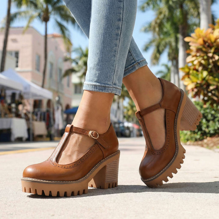 Jasmine Classic T‑Strap Mary Jane Heels