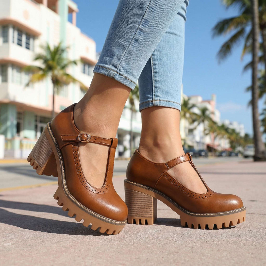 Jasmine Classic T‑Strap Mary Jane Heels