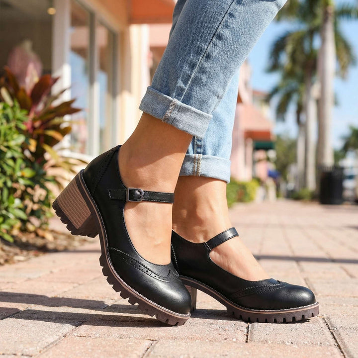 Amelia T-Strap Mary Jane Heels.