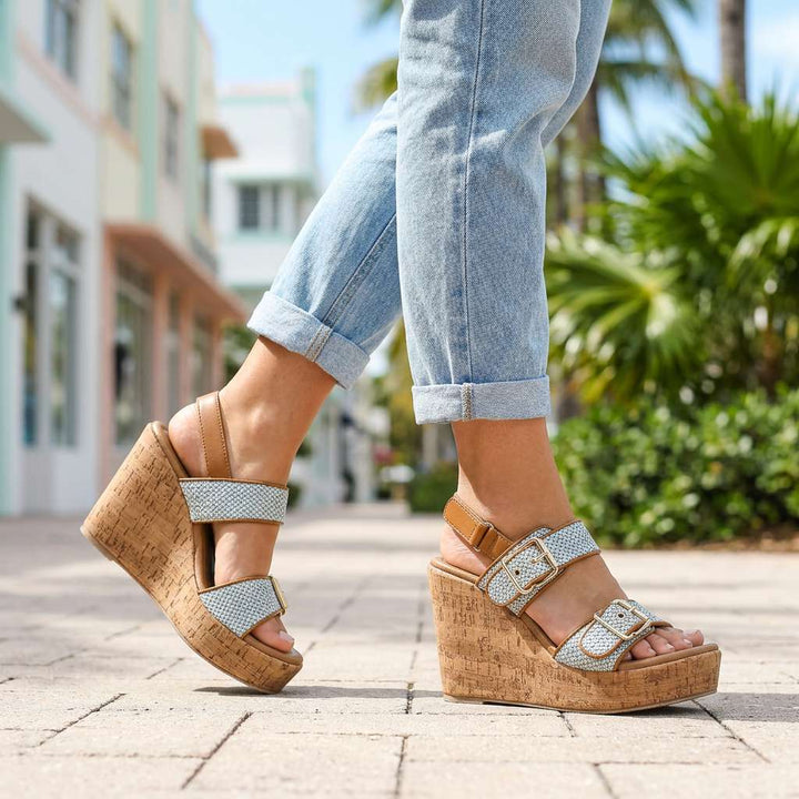 Vanessa Wedge Sandals with Buckle Strap