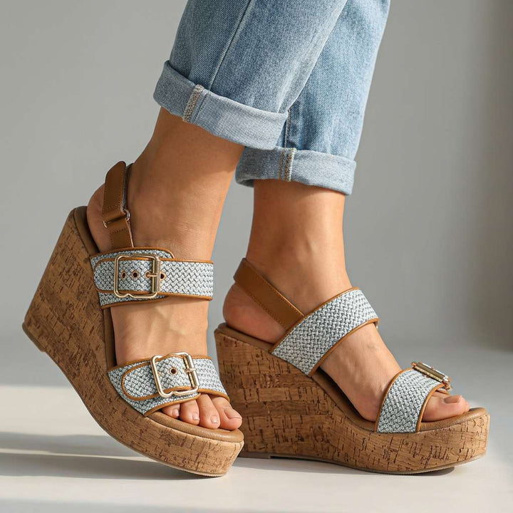 Vanessa Wedge Sandals with Buckle Strap
