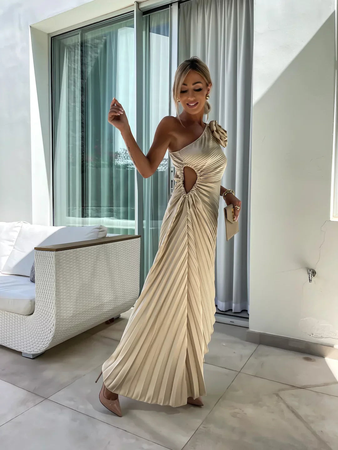 Dariella | Romantic Flower One Shoulder Dress