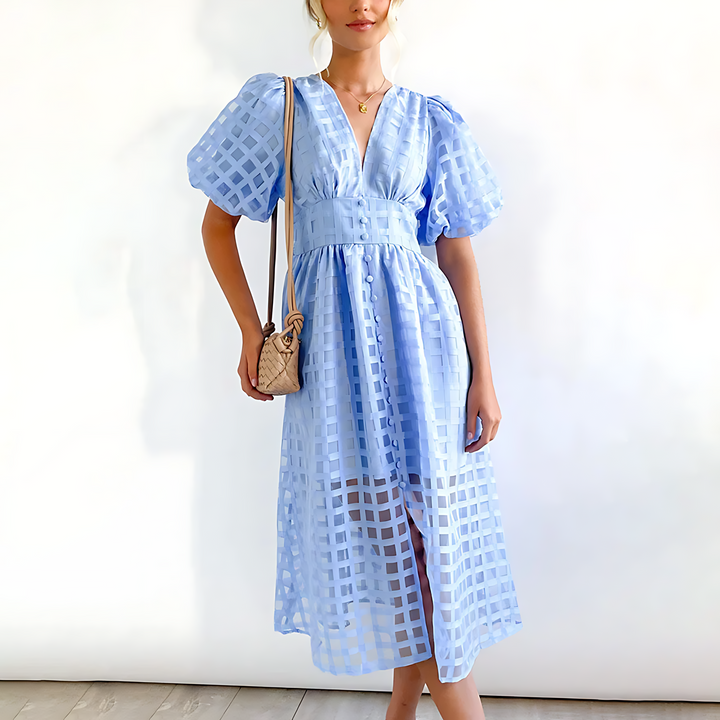 Clara | Puff Sleeve Midi Dress