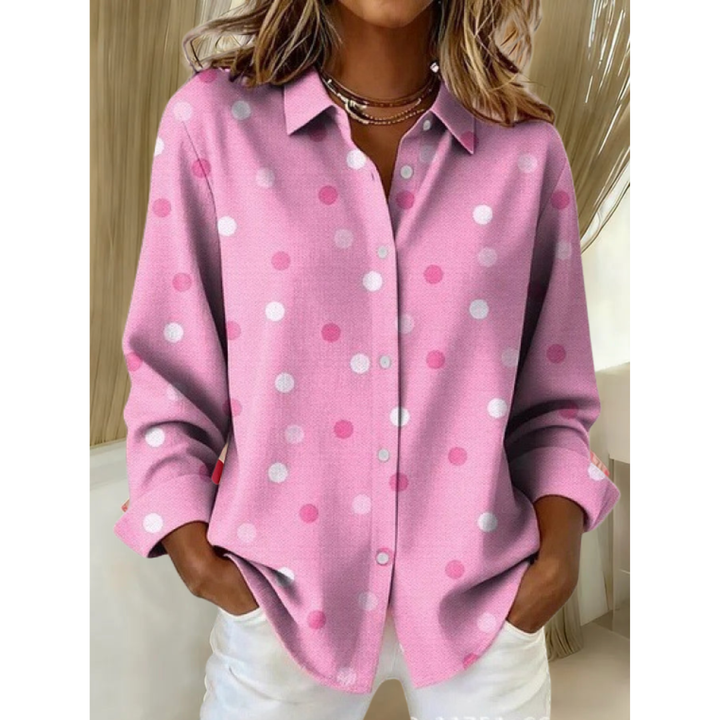 Skylar | Women's Casual Retro Pink Polka Dot Shirt